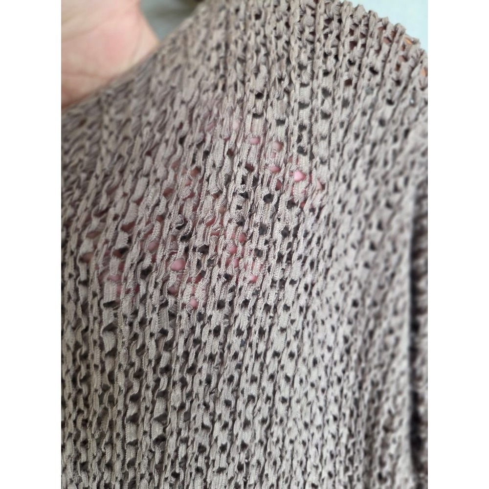Entro Fairy Grunge Crochet Sweater M Lace Ruffle Hem Boho Festival Taupe - Picture 4 of 10